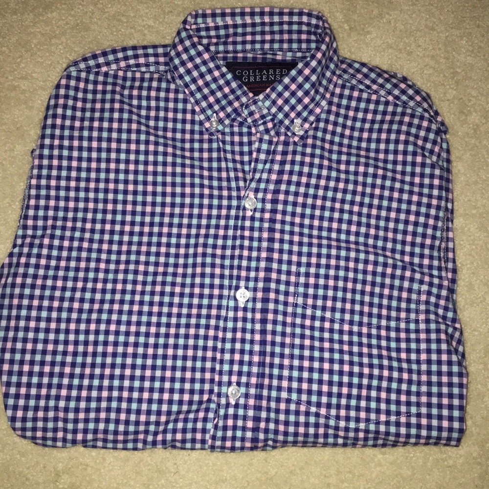 Collared Greens Pink Navy and Blue Buttondown